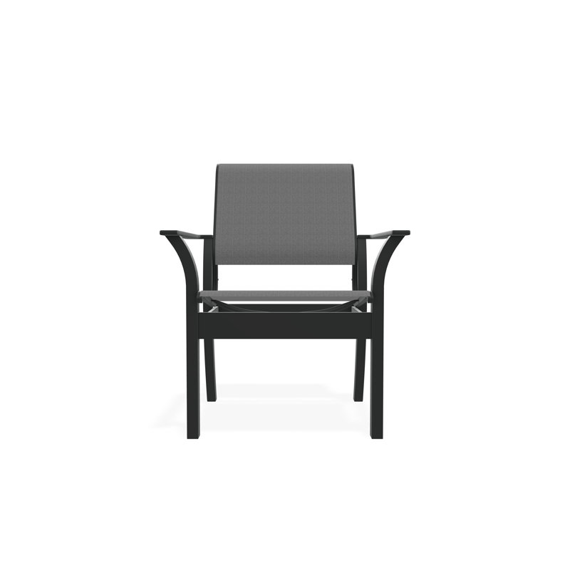 Chaise de café empilable en polymère de qualité marine Leeward Sling, Graphite, Denim Augustine