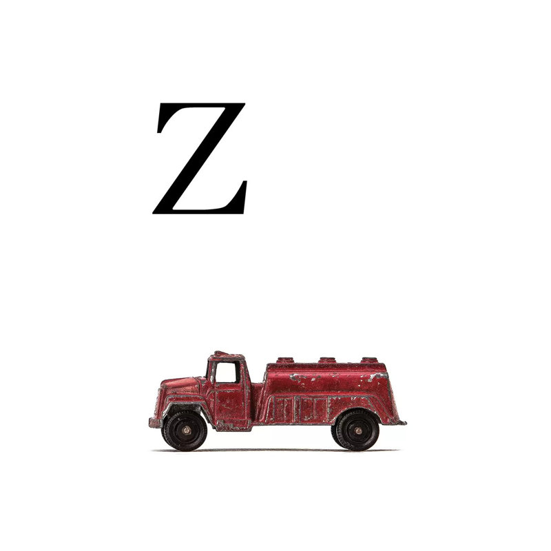 Z Water Truck White Letter 1 Piece Wall Art on Canvas, 20.32 cm H x 30.48 cm W, Wrapped Canvas