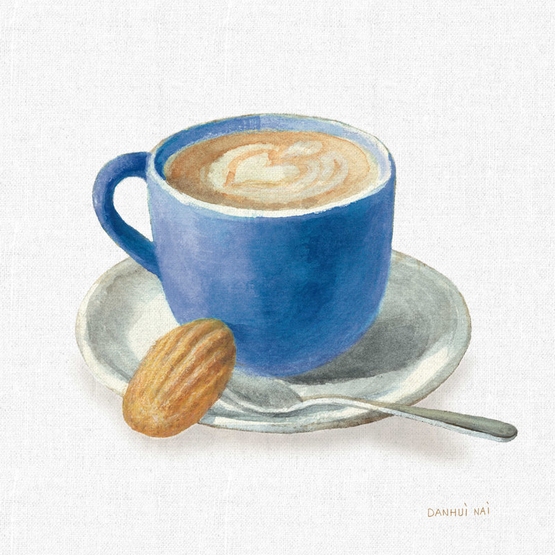Wake Up Coffee I Linen Classic - bleu, H 12 po x l 12 po, Non, Toile tendue