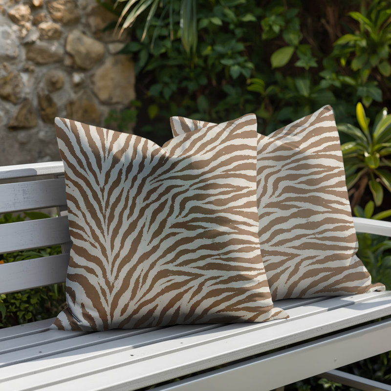 Oreiller réversible Jay Zebra, 18x18, Beige