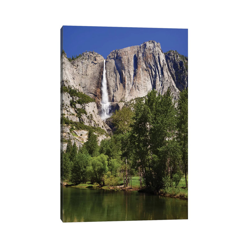 Usa, California, Yosemite National Park. Yosemite Falls And Merced River Landscape. 1 Piece Wrapped Canvas Wall Art