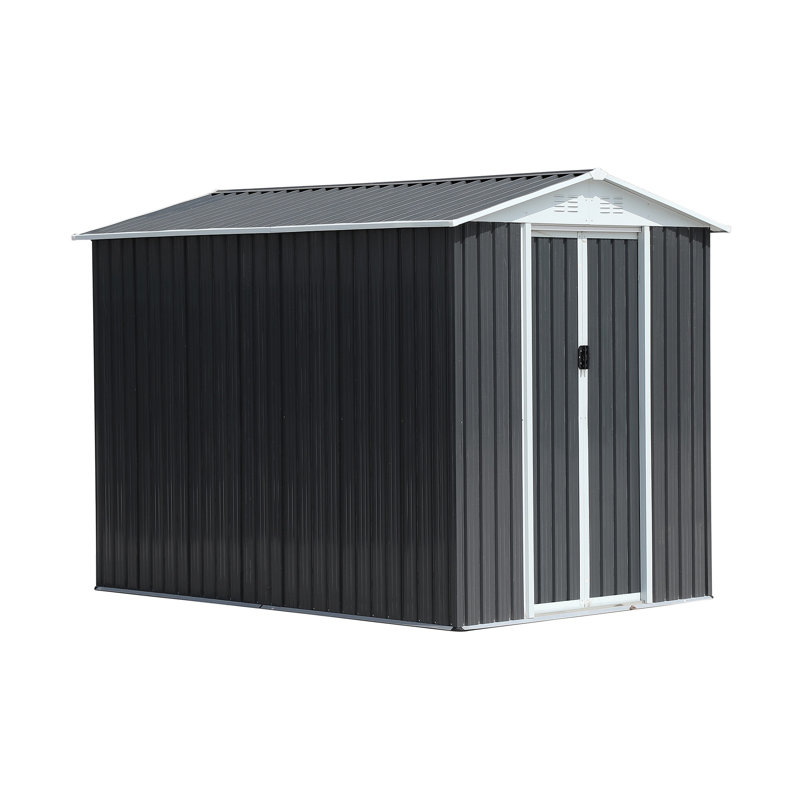 Remise de rangement extérieure pour vélo en métal avec toit Apex, casier de sécurité de jardin en acier gris