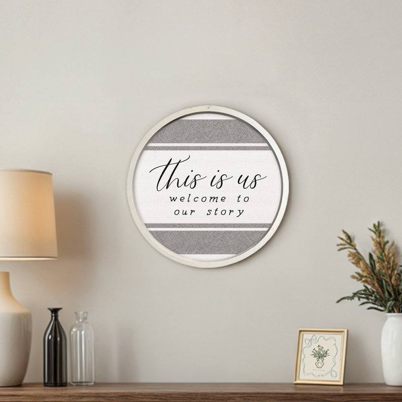 Welcome to Our Story - Art textuel sur bois aggloméré, Cadre blanc