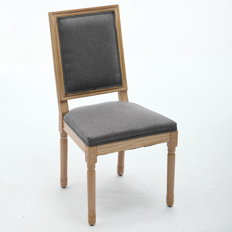 French Decor Chairs Set Of 2, Louis Dining Chairs With Square Backrest And Exquisitely Carved Solid Wood Frame For Living Room, Kitchen, Restaurant,Gray