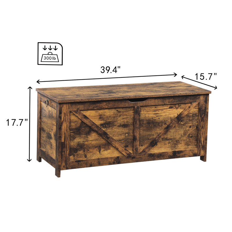 Banc de rangement rétro avec finition brun rustique et 2 charnières, idéal pour la chambre à coucher dans le vestibule: L 39,7 po x P 15,7 po, capacité de poids de 300 livres, facile à assembler