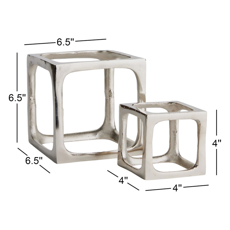 Set of 2 Cubist Sculptures, Silver