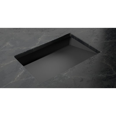 Badeloft 25.2" x 16.1" Rectangular Stone Resin Undermount Ramp Bathroom Sink UB-04-L-MBLK in Matte Black
