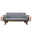 Méridienne de patio d'extérieur réglable en bois avec coussins pour petits espaces, finition brune-372040371