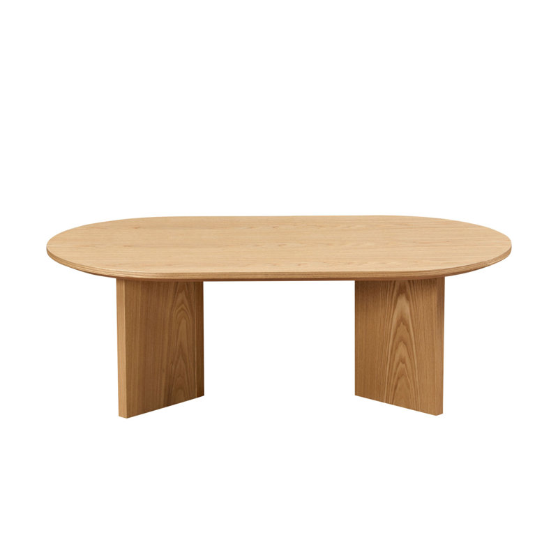 39.37" MDF Oval Coffee Table, Oak