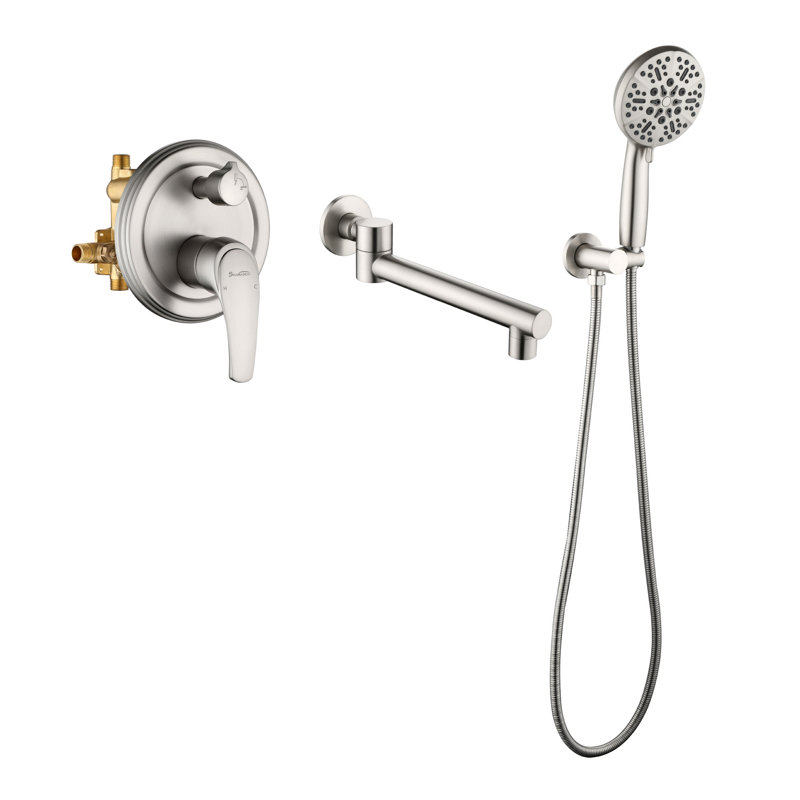 Wall Waterfall Faucet with Diverter, Brushed Nickel