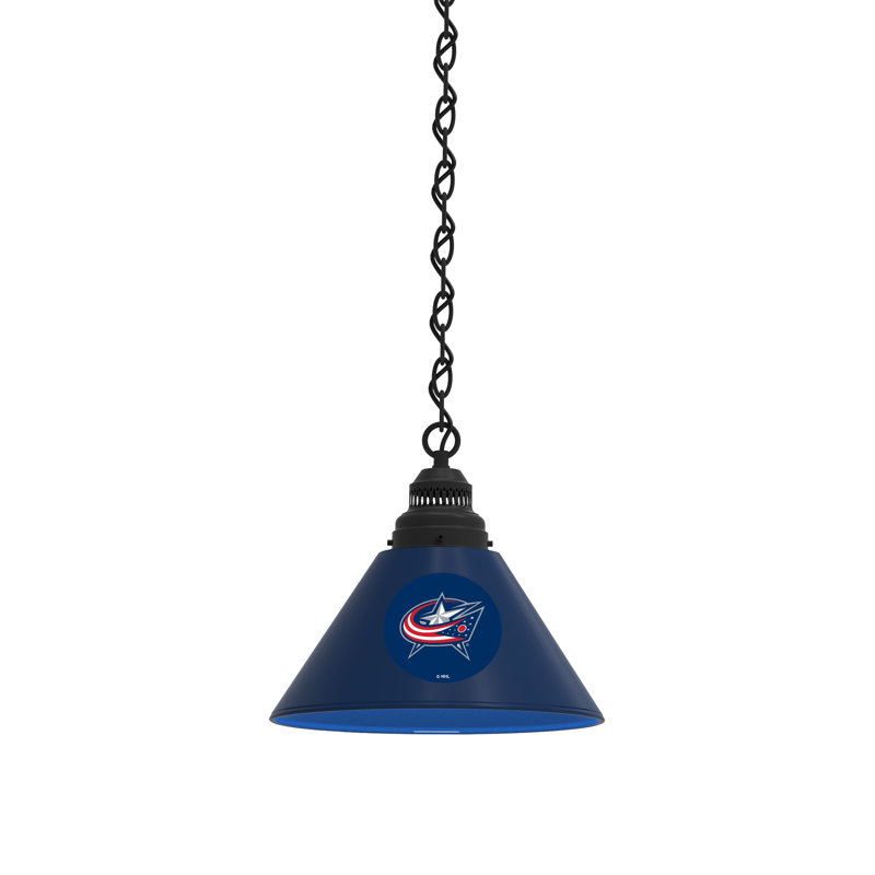 Luminaire suspendu conique 1 lumière NHL, Noir, Columbus Blue Jackets