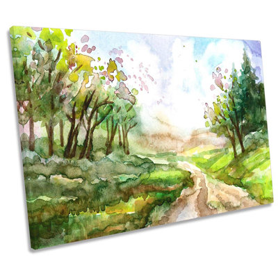 Countryside Green Landscape - Wrapped Canvas Print