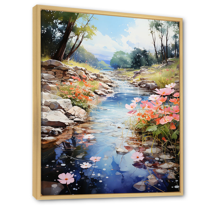 Tranquil Lakes Rivers Urban Symphony, reproduction d'art sur toile, Cadre naturel flottant, H 32 po x l 16 po