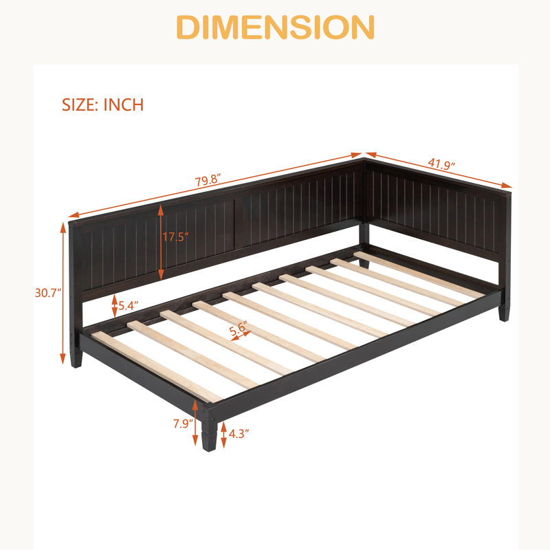 Wood Daybed/Sofa Bed, Twin, Espresso