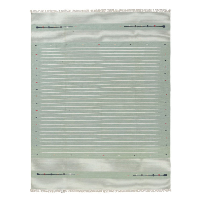 Kilim & Flat Weave Cotton Striped Area Rug, Rectangle 10' x 14'
