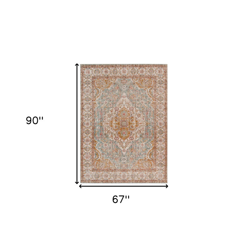 Tapis oriental orange 5 pi x 8 pi