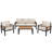 4-Piece Outdoor Furniture Sofa Set For 5 People With Acacia Wood Armrests, Patio Conversation Set With Removable Cushion And Solid Wood Coffee Table For Garden And Backyard, Beige-2056353363