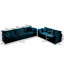 Ensemble de salon, canapé de siège profond en chenille bleue 2 + 3 places, canapé moderne avec matériaux et design relaxant, pour chambre, structure de rembourrage