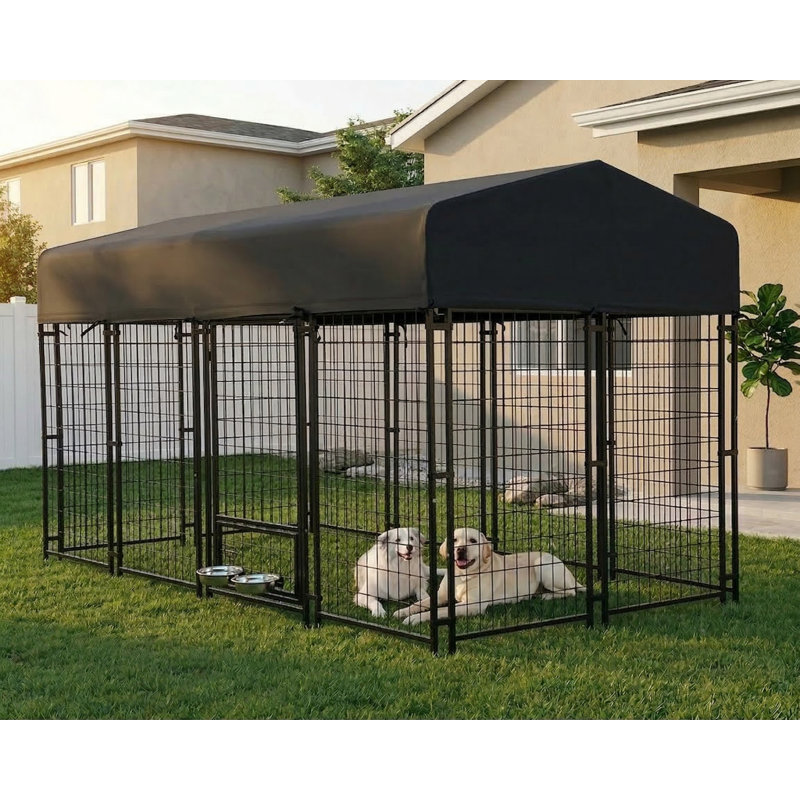 Replacement Top Cover for 8' x 4' Dog Kennel, 600D Heavy-Duty Waterproof Material, Black (Top Cover Only)