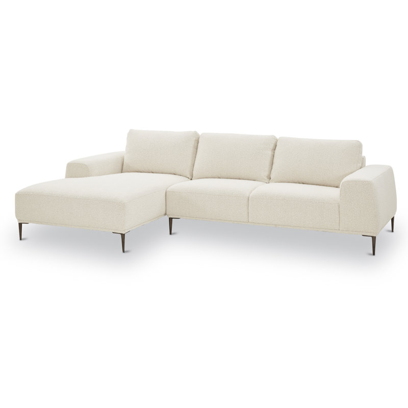 Marnia Upholstered L-Shaped Sectional, Ivory White Boucle, Left Hand Facing