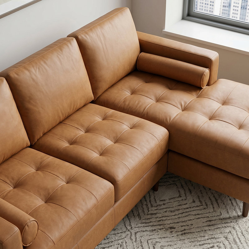 Fessler 2 - Piece Leather Sectional, Right Hand Facing