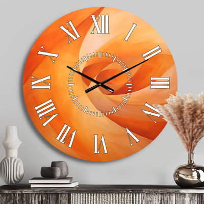 Tangerine Twist Spriral - Abstract Spirals White Face Wall Clock