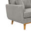 Velours côtelé gris Mid-Century de style Mid-Century avec base en bois massif et deux coussins décoratifs pour petits coins confortables