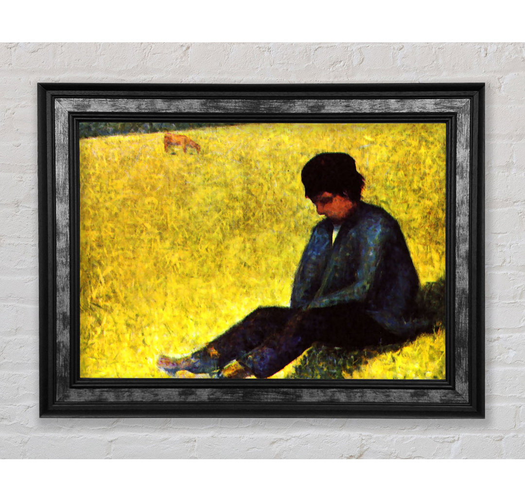 Seurat Boy Sitting on a Lawn - Einzelner Bilderrahmen Kunstdrucke