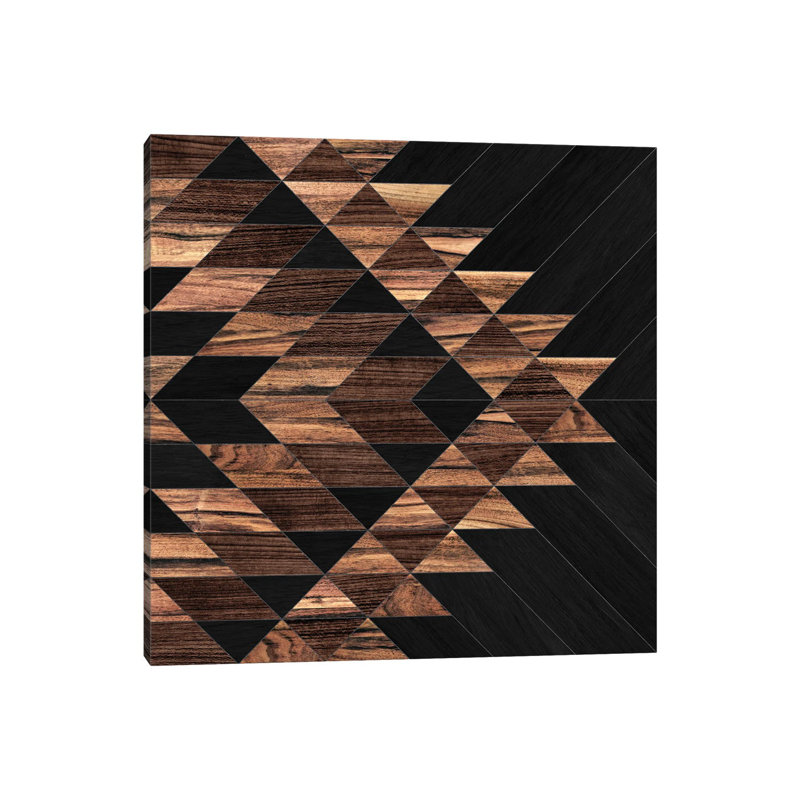 Motif tribal urbain n ° 11 - Aztèque - Bois, H 18 po x l 18 po x P 1,5 po