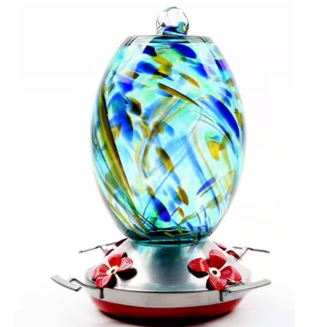 Bungalow Rose Cademon Glass Freestanding Hummingbird Feeder Wayfair