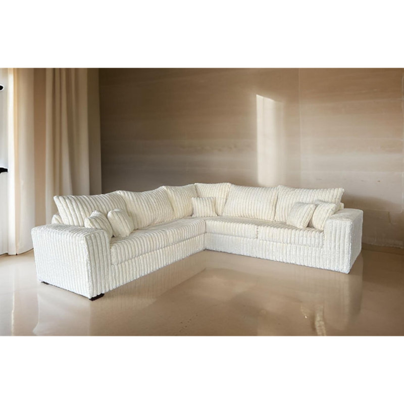 Canapé modulaire S345 Crespi, Brun, Velours côtelé ivoire