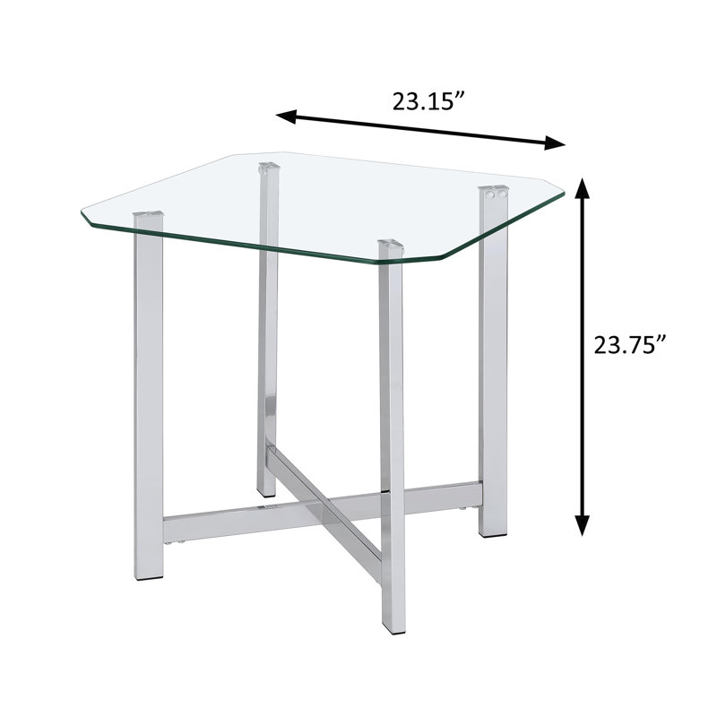 23.15" W Contemporary End Table, Silver