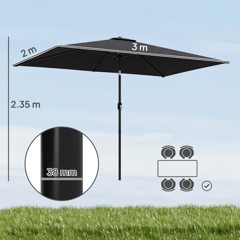292cm Market Parasol, Black