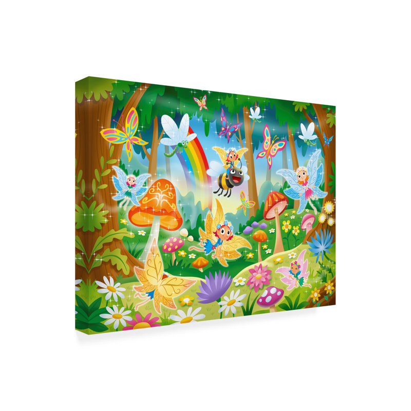 «Landscape Fairy Forest Fantasy», peinture sur toile encadrée, H 35 po x l 47 po x P 2 po