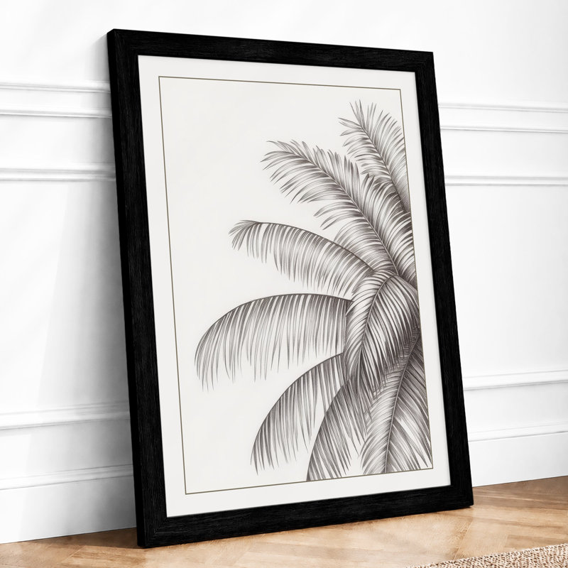 Palm Frond Study Botanical - Framed Print, A1 - 84.1 x 59.4 cm, Black