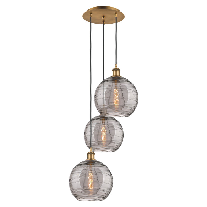Luminaire suspendu 3 lumières Ellington, H 35,63 po x l 16,5 po x P 16,5 po, Laiton brossé