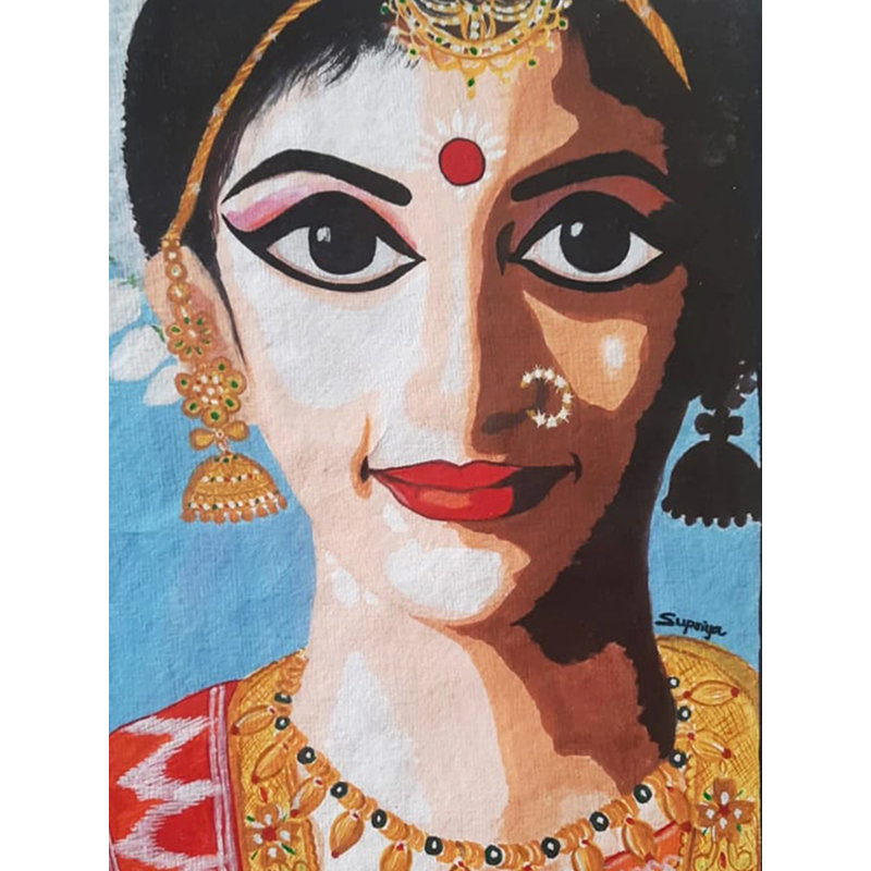 Shringar of Indian Lady | Technique mixte sur papier | Par Supriya Jammalamadaka
