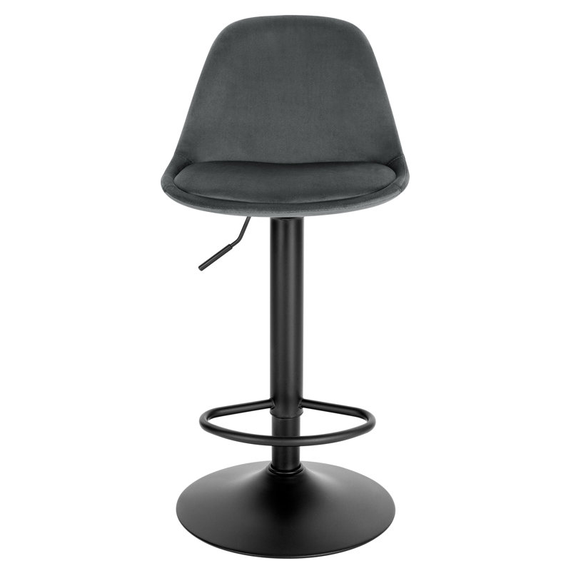 Kovary Swivel Upholstered Adjustable Height Counter Stool with Metal Frame, Dark Grey