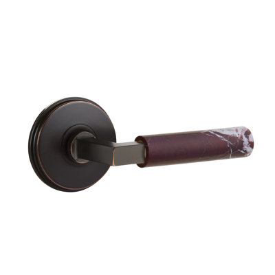 Ensemble de faux levier Emtek Select avec rosette Watford et tige carrée en L, levier en marbre Rosso Levanto