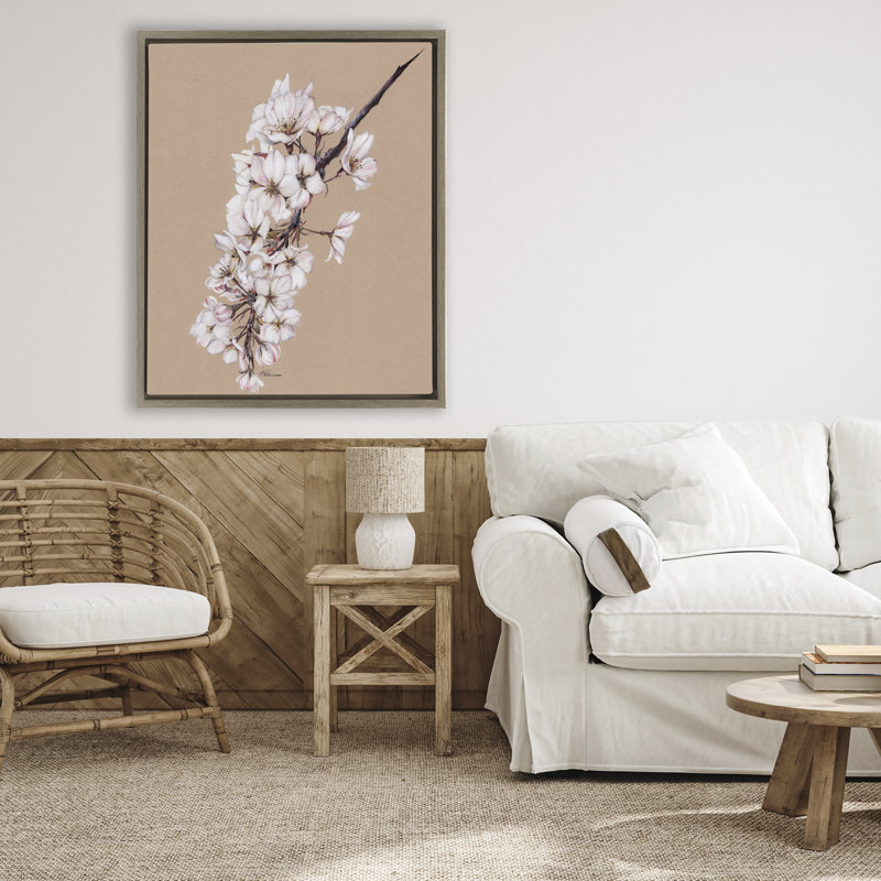 Cadre flottant Delicate Spring Apple Blossoms, design par Cady, H 31 po x l 25 po, Cadre flottant orme Montalcino