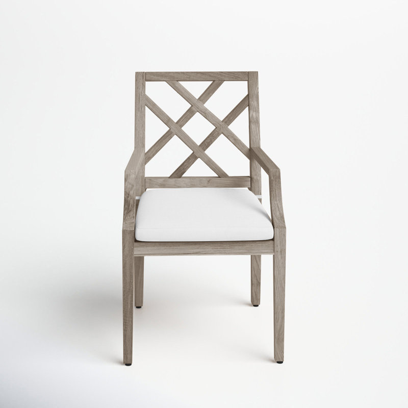 Chaise avec accoudoirs en teck Haley - Huître, Huître teck, Blanc naturel, Pas de soudure