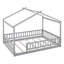Structure de lit en bois pleine grandeur avec clôture, pour enfants, adolescents, filles, garçons, gris
