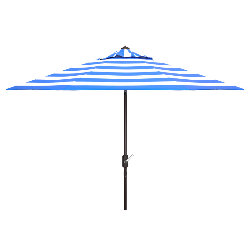Parasol de marché, Brun, Rayures bleu pacifique