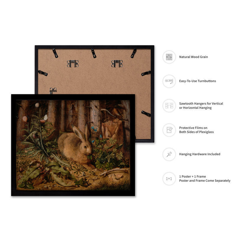 Un lièvre dans la forêt, Black Framed, Poster, 11"H x 14"W