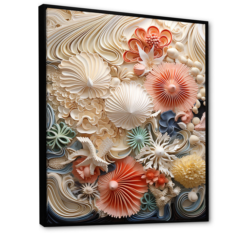 Créatures marines luxuriantes sur toile, Cadre flottant noir, H 32 po x l 24 po x P 1 po