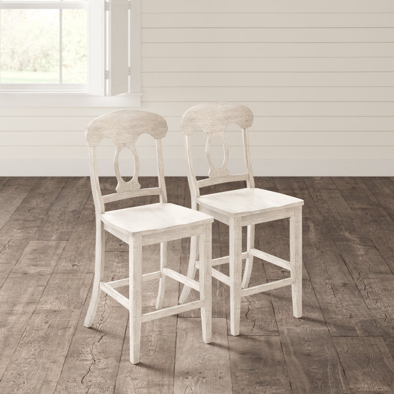 Beaufort Solid Wood Counter Stool, Antique White, Counter Stool (24.21” Seat Height)