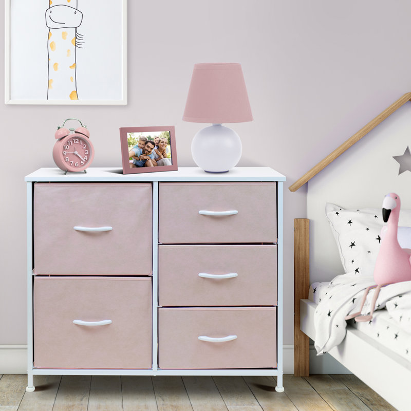 Commode 5 tiroirs l 33,5 po, Rose