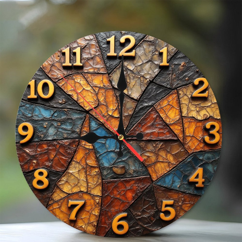 Horloge murale mosaïque couleurs d'automne