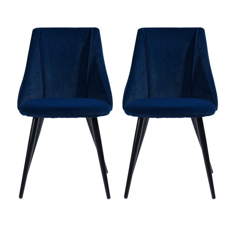 Tyrell 47cm H Short-haired Velvet Upholstered Side Chair, Blue