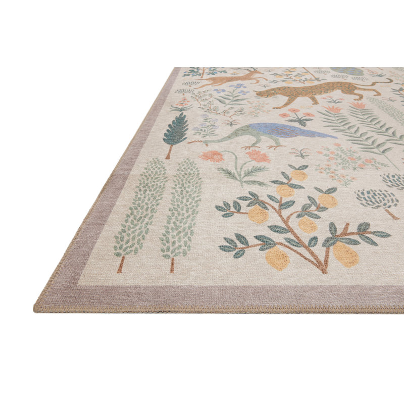 Rifle Paper Co. x Loloi Menagerie MEN-01 Les Fauves Cream Rug, Rectangle 5' x 7'6"